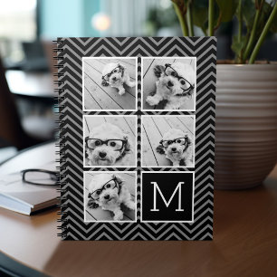 5 Photo Grid with Black Chevrons and Monogram Notebook