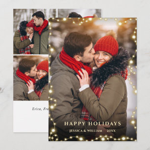 5 PHOTO Merry Christmas Gold Sparkle Greeting Holiday Card