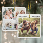 5 Photo Modern Minimalist Typewriter Christmas Ceramic Ornament<br><div class="desc">Celebrate the simple joys of the holidays with a custom 5 photo modern minimalist family name square ceramic ornament. The pictures and all text on this template are easy to personalize. It can include any wording, such as Merry Christmas, Happy Holidays, First Christmas, a wedding couple's monogrammed initials, family &...</div>