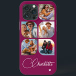 5 Photo Modern Trendy Simple Personalized Name iPhone 13 Pro Max Case<br><div class="desc">5 Photo Modern Trendy Simple Heart Personalized Name iPhone Phone Cases features five of your favourite photos with your personalized name in elegant white calligraphy script accented with a love heart. Personalize by editing the text in the text box provided. Perfect for birthday, Christmas, Mother's Day, baby showers, bridal showers,...</div>