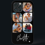 5 Photo Modern Trendy Simple Personalized Name iPhone 13 Pro Max Case<br><div class="desc">5 Photo Modern Trendy Simple Heart Personalized Name iPhone Phone Cases features five of your favourite photos with your personalized name in elegant white calligraphy script accented with a love heart. Personalize by editing the text in the text box provided. Perfect for birthday, Christmas, Mother's Day, baby showers, bridal showers,...</div>