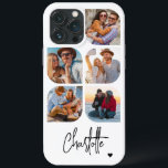5 Photo Modern Trendy Simple Personalized Name iPhone 13 Pro Max Case<br><div class="desc">5 Photo Modern Trendy Simple Heart Personalized Name iPhone Phone Cases features five of your favourite photos with your personalized name in elegant black calligraphy script accented with a love heart. Personalize by editing the text in the text box provided. Perfect for birthday, Christmas, Mother's Day, baby showers, bridal showers,...</div>