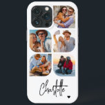 5 Photo Modern Trendy Simple Personalized Name iPhone 13 Pro Max Case<br><div class="desc">5 Photo Modern Trendy Simple Heart Personalized Name iPhone Phone Cases features five of your favourite photos with your personalized name in elegant black calligraphy script accented with a love heart. Personalize by editing the text in the text box provided. Perfect for birthday, Christmas, Mother's Day, baby showers, bridal showers,...</div>