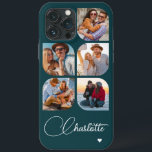 5 Photo Modern Trendy Simple Personalized Name iPhone 13 Pro Max Case<br><div class="desc">5 Photo Modern Trendy Simple Heart Personalized Name iPhone Phone Cases features five of your favourite photos with your personalized name in elegant white calligraphy script accented with a love heart. Personalize by editing the text in the text box provided. Perfect for birthday, Christmas, Mother's Day, baby showers, bridal showers,...</div>