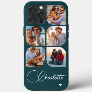 5 Photo Modern Trendy Simple Personalized Name iPhone 13 Pro Max Case