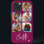 5 Photo Modern Trendy Simple Personalized Name iPhone 13 Pro Max Case<br><div class="desc">5 Photo Modern Trendy Simple Heart Personalized Name iPhone Phone Cases features five of your favourite photos with your personalized name in elegant white calligraphy script accented with a love heart. Personalize by editing the text in the text box provided. Perfect for birthday, Christmas, Mother's Day, baby showers, bridal showers,...</div>