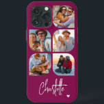5 Photo Modern Trendy Simple Personalized Name iPhone 13 Pro Max Case<br><div class="desc">5 Photo Modern Trendy Simple Heart Personalized Name iPhone Phone Cases features five of your favourite photos with your personalized name in elegant white calligraphy script accented with a love heart. Personalize by editing the text in the text box provided. Perfect for birthday, Christmas, Mother's Day, baby showers, bridal showers,...</div>