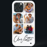 5 Photo Modern Trendy Simple Personalized Name iPhone 13 Pro Max Case<br><div class="desc">5 Photo Modern Trendy Simple Heart Personalized Name iPhone Phone Cases features five of your favourite photos with your personalized name in elegant white calligraphy script accented with a love heart. Personalize by editing the text in the text box provided. Perfect for birthday, Christmas, Mother's Day, baby showers, bridal showers,...</div>