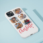 5 Photo Modern Trendy Simple Personalized Name iPhone 13 Pro Max Case<br><div class="desc">5 Photo Modern Trendy Simple Heart Personalized Name iPhone Phone Cases features five of your favourite photos with your personalized name in elegant pink calligraphy script accented with a love heart. Personalize by editing the text in the text box provided. Perfect for birthday, Christmas, Mother's Day, baby showers, bridal showers,...</div>