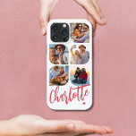 5 Photo Modern Trendy Simple Personalized Name iPhone 13 Pro Max Case<br><div class="desc">5 Photo Modern Trendy Simple Heart Personalized Name iPhone Phone Cases features five of your favourite photos with your personalized name in elegant pink calligraphy script accented with a love heart. Personalize by editing the text in the text box provided. Perfect for birthday, Christmas, Mother's Day, baby showers, bridal showers,...</div>