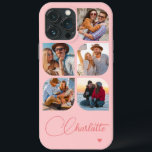 5 Photo Modern Trendy Simple Personalized Name iPhone 13 Pro Max Case<br><div class="desc">5 Photo Modern Trendy Simple Heart Personalized Name iPhone Phone Cases features five of your favourite photos with your personalized name in elegant pink calligraphy script accented with a love heart. Personalize by editing the text in the text box provided. Perfect for birthday, Christmas, Mother's Day, baby showers, bridal showers,...</div>