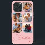 5 Photo Modern Trendy Simple Personalized Name iPhone 13 Pro Max Case<br><div class="desc">5 Photo Modern Trendy Simple Heart Personalized Name iPhone Phone Cases features five of your favourite photos with your personalized name in elegant pink calligraphy script accented with a love heart. Personalize by editing the text in the text box provided. Perfect for birthday, Christmas, Mother's Day, baby showers, bridal showers,...</div>