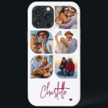 5 Photo Modern Trendy Simple Personalized Name iPhone 13 Pro Max Case<br><div class="desc">5 Photo Modern Trendy Simple Heart Personalized Name iPhone Phone Cases features five of your favourite photos with your personalized name in elegant purple calligraphy script accented with a love heart. Personalize by editing the text in the text box provided. Perfect for birthday, Christmas, Mother's Day, baby showers, bridal showers,...</div>