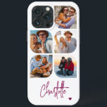 5 Photo Modern Trendy Simple Personalized Name iPhone 13 Pro Max Case<br><div class="desc">5 Photo Modern Trendy Simple Heart Personalized Name iPhone Phone Cases features five of your favourite photos with your personalized name in elegant purple calligraphy script accented with a love heart. Personalize by editing the text in the text box provided. Perfect for birthday, Christmas, Mother's Day, baby showers, bridal showers,...</div>