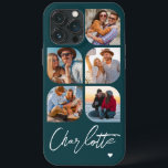 5 Photo Modern Trendy Simple Personalized Name iPhone 13 Pro Max Case<br><div class="desc">5 Photo Modern Trendy Simple Heart Personalized Name iPhone Phone Cases features five of your favourite photos with your personalized name in elegant white calligraphy script accented with a love heart. Personalize by editing the text in the text box provided. Perfect for birthday, Christmas, Mother's Day, baby showers, bridal showers,...</div>