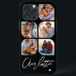 5 Photo Modern Trendy Simple Personalized Name iPhone 13 Pro Max Case<br><div class="desc">5 Photo Modern Trendy Simple Heart Personalized Name iPhone Phone Cases features five of your favourite photos with your personalized name in elegant white calligraphy script accented with a love heart. Personalize by editing the text in the text box provided. Perfect for birthday, Christmas, Mother's Day, baby showers, bridal showers,...</div>