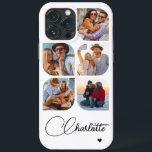 5 Photo Modern Trendy Simple Personalized Name iPhone 13 Pro Max Case<br><div class="desc">5 Photo Modern Trendy Simple Heart Personalized Name iPhone Phone Cases features five of your favourite photos with your personalized name in elegant black calligraphy script accented with a love heart. Personalize by editing the text in the text box provided. Perfect for birthday, Christmas, Mother's Day, baby showers, bridal showers,...</div>
