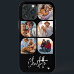 5 Photo Modern Trendy Simple Personalized Name iPhone 13 Pro Max Case<br><div class="desc">5 Photo Modern Trendy Simple Heart Personalized Name iPhone Phone Cases features five of your favourite photos with your personalized name in elegant white calligraphy script accented with a love heart. Personalize by editing the text in the text box provided. Perfect for birthday, Christmas, Mother's Day, baby showers, bridal showers,...</div>