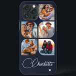 5 Photo Modern Trendy Simple Personalized Name iPhone 13 Pro Max Case<br><div class="desc">5 Photo Modern Trendy Simple Heart Personalized Name iPhone Phone Cases features five of your favourite photos with your personalized name in elegant white calligraphy script accented with a love heart. Personalize by editing the text in the text box provided. Perfect for birthday, Christmas, Mother's Day, baby showers, bridal showers,...</div>