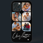 5 Photo Modern Trendy Simple Personalized Name iPhone 13 Pro Max Case<br><div class="desc">5 Photo Modern Trendy Simple Heart Personalized Name iPhone Phone Cases features five of your favourite photos with your personalized name in elegant white calligraphy script accented with a love heart. Personalize by editing the text in the text box provided. Perfect for birthday, Christmas, Mother's Day, baby showers, bridal showers,...</div>