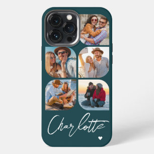 5 Photo Modern Trendy Simple Personalized Name iPhone 13 Pro Max Case