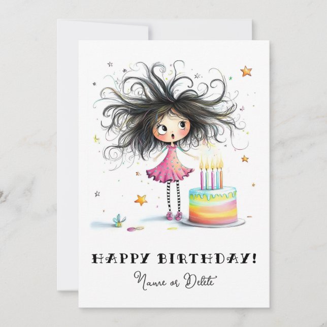 * 5 PHOTO NAME Birthday Card Personalize Whimsical (Front)