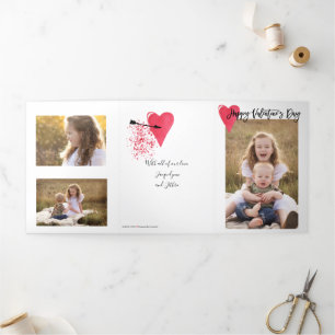 5 Photo Red Valentine Day Trifold Card