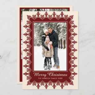 5 Photo Retro Christmas Elegant Vintage Lace Frame Holiday Card