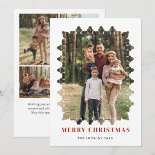 5 Photo Retro Christmas Elegant Vintage Lace Frame Holiday Card