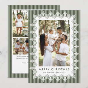 5 Photo Retro Christmas Elegant Vintage Lace Frame Holiday Card