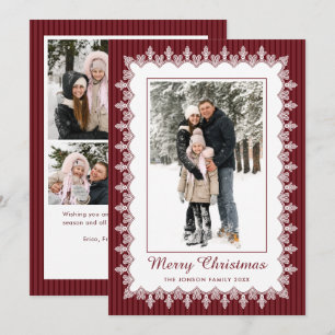 5 Photo Retro Christmas Elegant Vintage Lace Frame Holiday Card