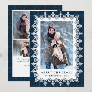 5 Photo Retro Christmas Elegant Vintage Lace Frame Holiday Card