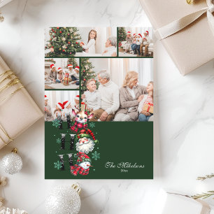 5 Photo Retro Santa & Friends Christmas Holiday Card