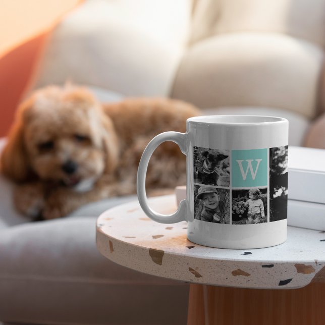 5-Photo Template Personalized Monogram Coffee Mug (Creator Uploaded)