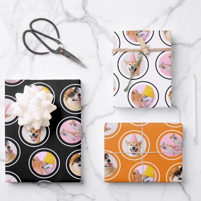 5 Photograph random scattered pattern personalized Wrapping Paper Sheet (Front)