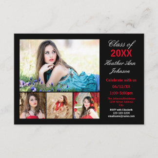 5 Photos Collage - 3x5 Faire-part de graduation