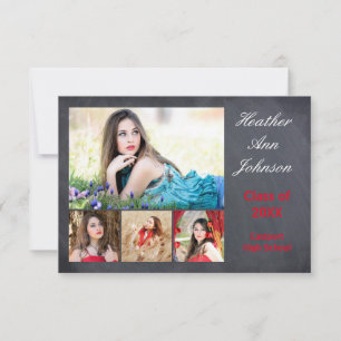 5 Photos Collage - 3x5 Graduation Announcement