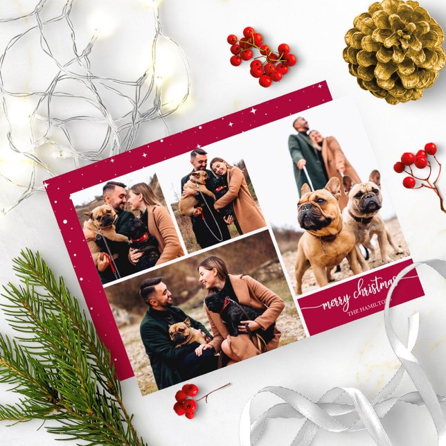 5 Photos Collage Simple Stylish Merry Christmas Invitation (Creator Uploaded)
