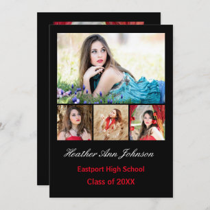 5 Photos Collage Vertical - Grad Announcement