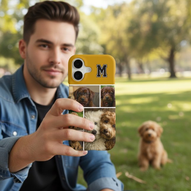 5 Photos et Collage personnalisé avec monogramme (5 Photos and Personalized Monogram Custom Collage iPhone Case by Ricaso. Make your own photo case)