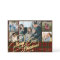 5 photos Merry Christmas elegant script red plaid 