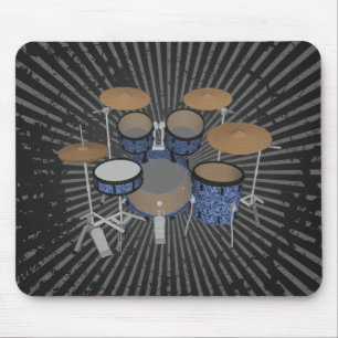 5 Piece Drum Kit - Custom Blue Drums - Mousepad