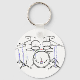 5 Piece Drum Kit: Marker Drawing: Keychain