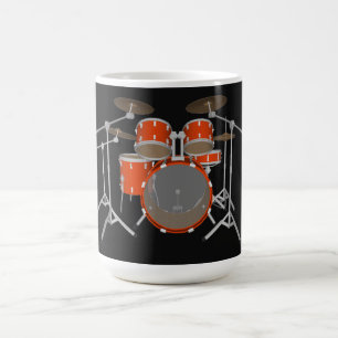 5 Piece Drum Kit - Orange - Coffee Mug - Drum Set
