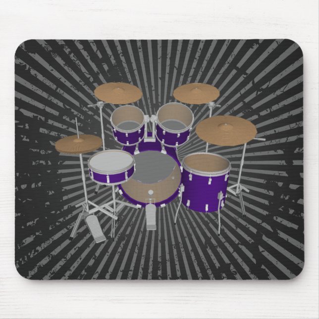 5 Piece Drum Kit - Violet Finish - Black Mousepad (Front)