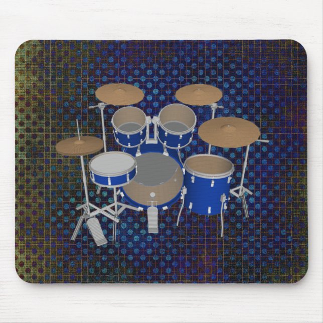 5 Piece Drum Set - Blue Finish - Mousepad (Front)