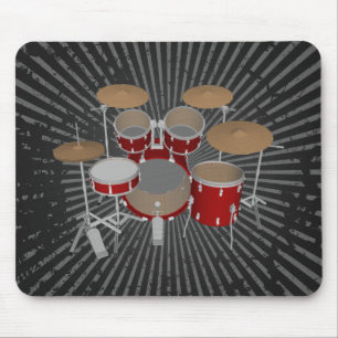 5 Piece Drum Set - Red Drums - Mousepad