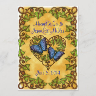 5 po x 7 po de papillon mauve et invitation au coe