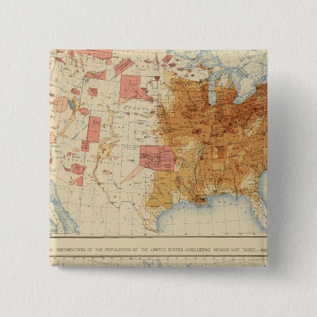 5 Population 1870, 1880 2 Inch Square Button (Front)