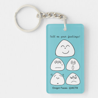 5 portable onigiri faces (both sides: blue green) keychain